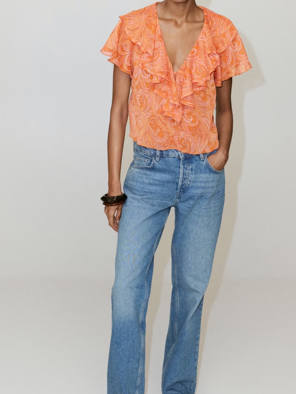 Mango Ruffles Printed Blouse - Picture 2 of 6